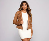 Veste de moto en faux suède Forever Fashionista